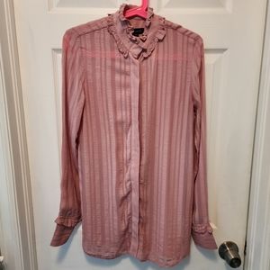 Top Shop Crinkled Blouse with Ruffle details Size 8